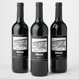 Anciella fotbollspencilart Monochrome Vinflaska Etikett