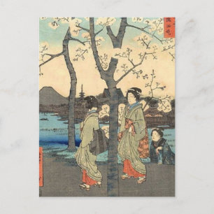 Anciella japanska kvinnor under Blommarna för körs Vykort