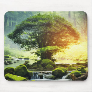 Anciens Livets träd fredliga natur Fantasy World Musmatta