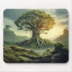 Anciens Livets träd fredliga natur Fantasy World Musmatta