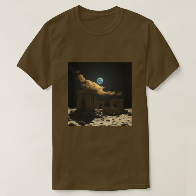 Ancient Alien Måne Ruins T-Shirt | Sci-Fi Lunar Te (Design framsida)