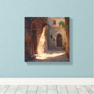 Ancient Alleyway - Sunlit Old World Passage Skriv Canvastryck