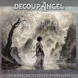 Ancient Asian Female Warrior - decoupage -