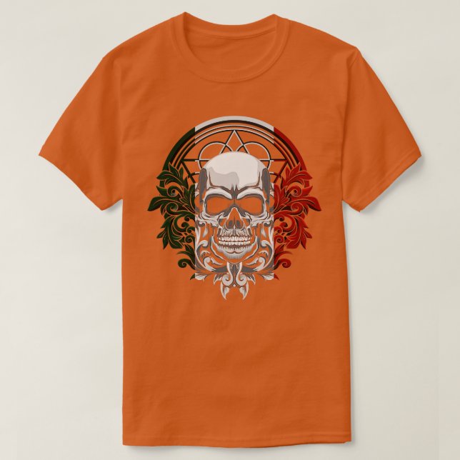 Ancient Aztec Kung Mexican Skull T Shirt (Design framsida)