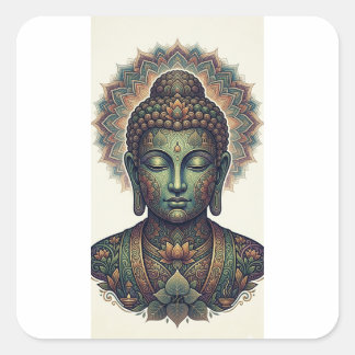 Ancient Bammi Lipi Art Sticker - Raja Asoka Dhamma Fyrkantigt Klistermärke