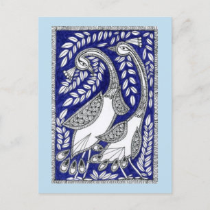 Ancient Blue Kalamkari-postkort Vykort