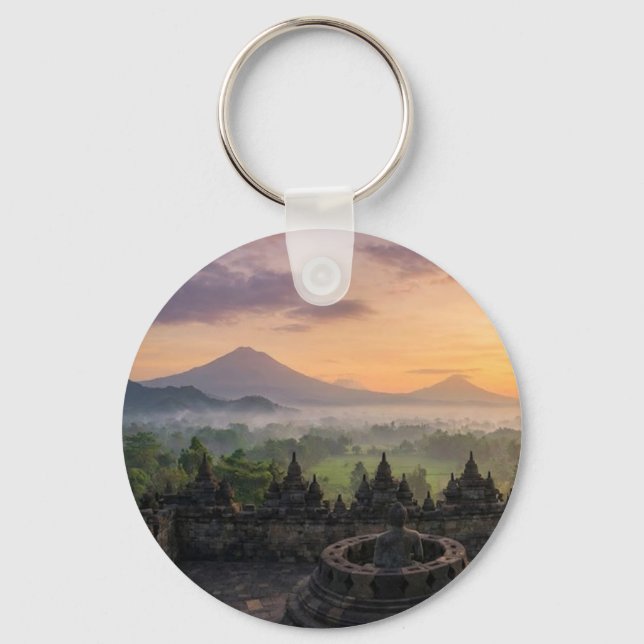 Ancient Borobudur Temple Java Indonesia Keychain Nyckelring (Framsida)
