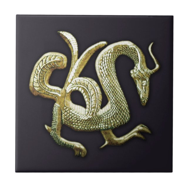 Ancient bronze chinese drake kakelplatta (Framsidan)