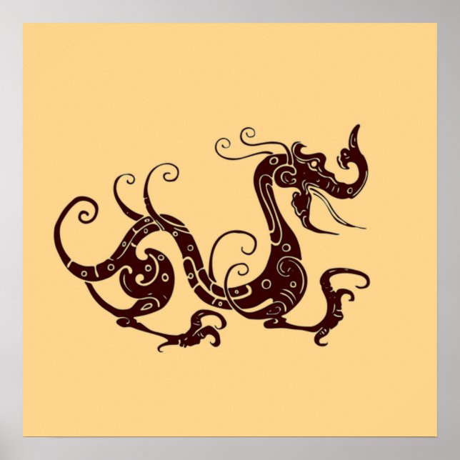 Ancient brun mystisk drake poster (Framsidan)