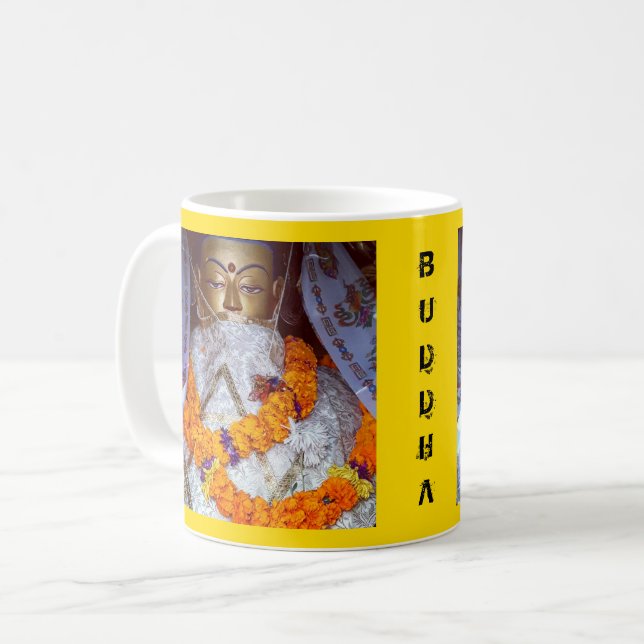 Ancient Buddha, Himalayas-Nepal (Guru) Kaffemugg (Framsida vänster)