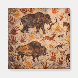 Ancient cave art make your mark stone mural magnet