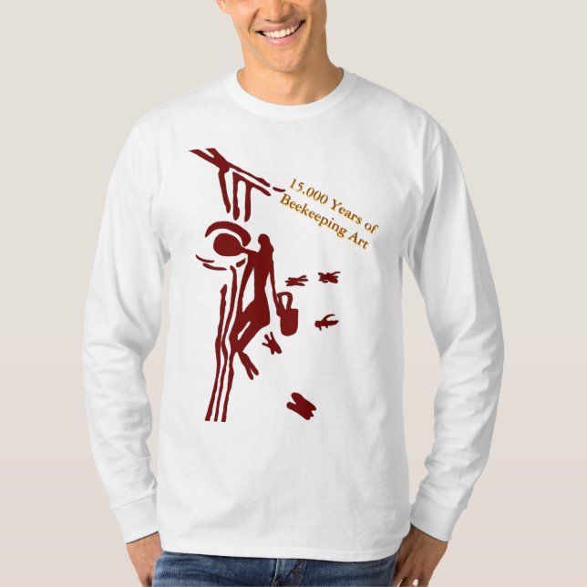 Ancient Cave Beekeeping Drawing | Long Sleeve T Shirt (Framsida)