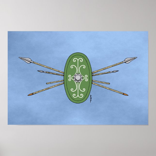 Ancient Celtic Shield and Spears Poster (Framsidan)