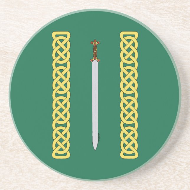 Ancient Celtic Sword och Knotwork Underlägg Sandsten (Framsidan)