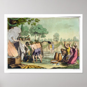 Ancient Celts eller Gauls Sacrificing a Cow, 1800- Poster
