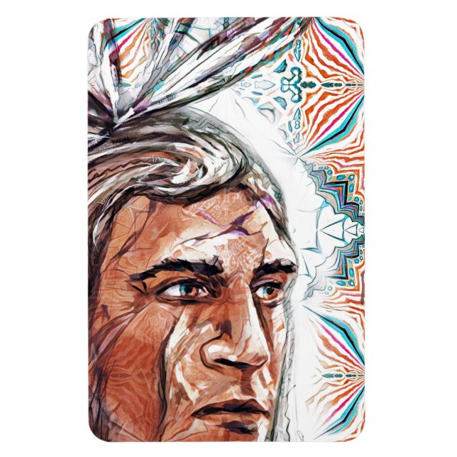 Ancient chieftan och fractal mönster magnet (Vertikal)