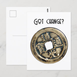 Ancient China Banliang Coin, Har Change Design Vykort