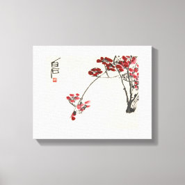 Ancient China Painting-Qi Baishi-Red Wintersöt Canvastryck