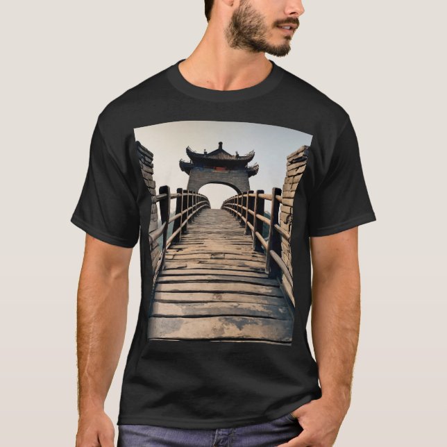 Ancient Chinese Paifang och Stone Bridge T Shirt (Framsida)
