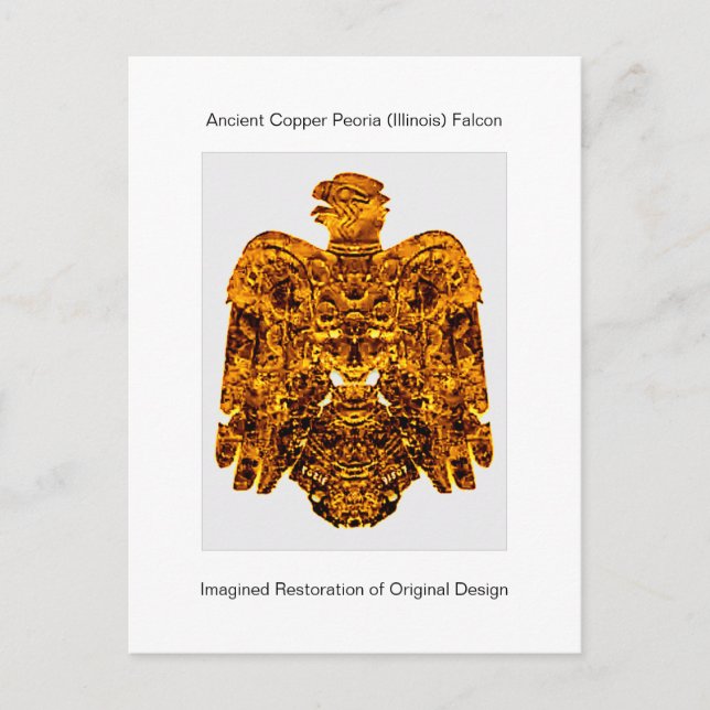 Ancient Copper Peoria Falcon hittade 1859-kort Vykort (Framsida)