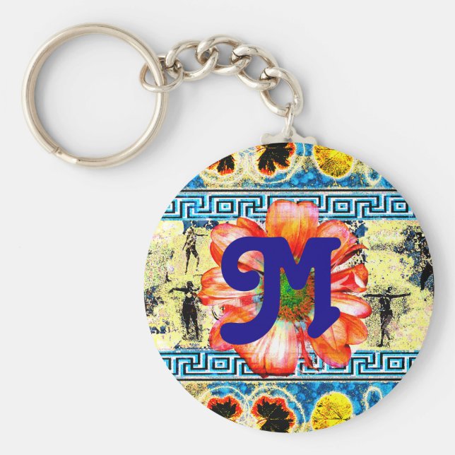 Ancient Dancemed daisy och monogram Nyckelring (Framsidan)