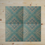 Ancient Distress Damask Teal och Beige Kakelplatta<br><div class="desc">Unik dekorativ mönsterdesign med ett fördärvat fuktmönster i tittar- och beige-nyanser.</div>