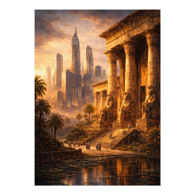 Ancient Egypt Future Skyline Art Fototryck (Framsidan)