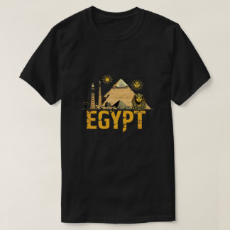 Ancient Egypt Landmarks Graphic Design on Black Ba T Shirt