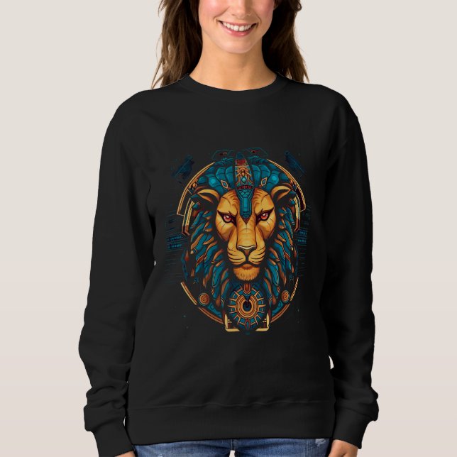Ancient Egypt Style Leo Zodiac Design T Shirt (Framsida)