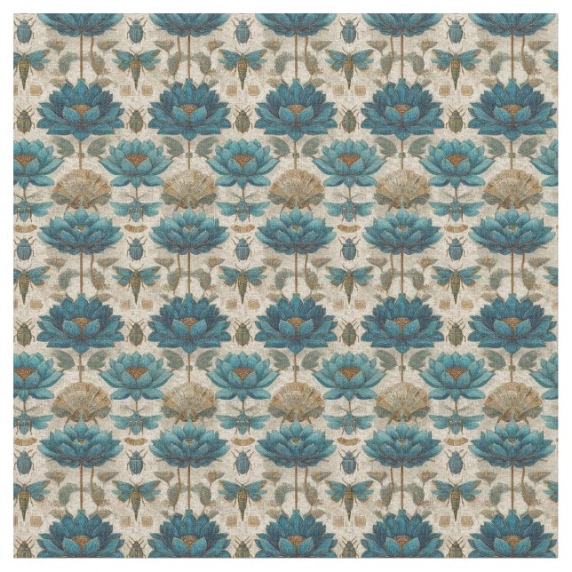 Ancient Egypt Toile de Jouy Green Floral Pattern Tyg (Närbild)