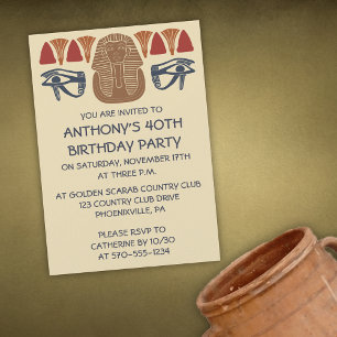 Ancient Egypten Kung Tut Thmet Anpassningsbar Part Inbjudningar