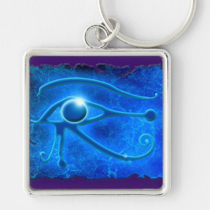 Ancient Egypten Öga i Horus Wadjet Keychain Fyrkantig Silverfärgad Nyckelring