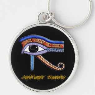 Ancient Egypten Öga i Horus Wadjet Keychain Rund Silverfärgad Nyckelring
