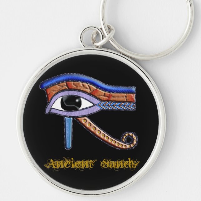 Ancient Egypten Öga i Horus Wadjet Keychain Rund Silverfärgad Nyckelring (Framsidan)