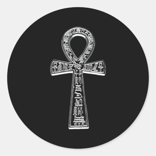 Ancient Egyptian Ankh Runt Klistermärke (Framsida)