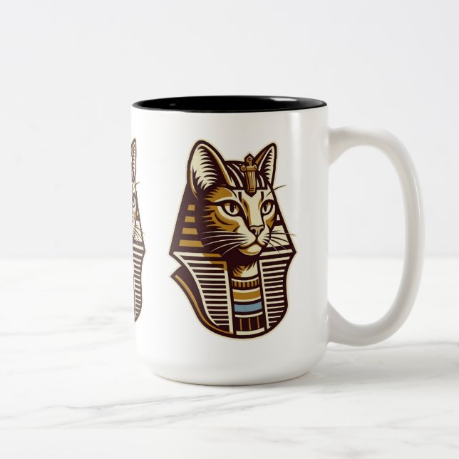 Ancient Egyptian Cat Coffee Mug – Pharaoh Cat Desi Två-Tonad Mugg (Höger)