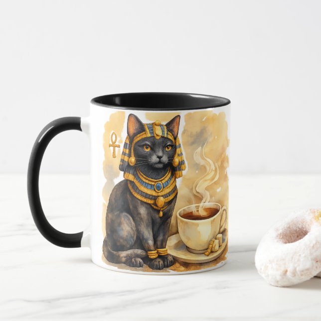 Ancient Egyptian Cat Mystical Bastet Art Mugg (Med munk)