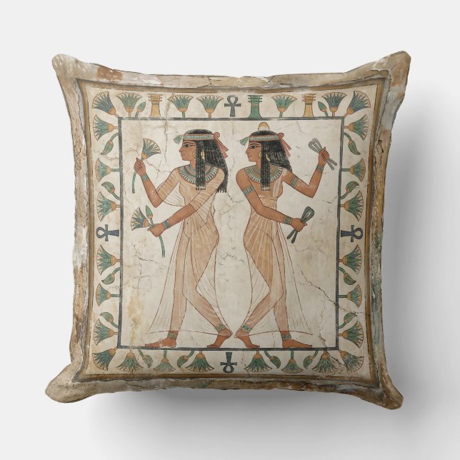 Ancient Egyptian Dancers Fresco Kudde (Framsida)