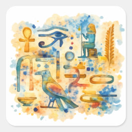 Ancient Egyptian Eye of Horus & Pharaoh symbols Fyrkantigt Klistermärke