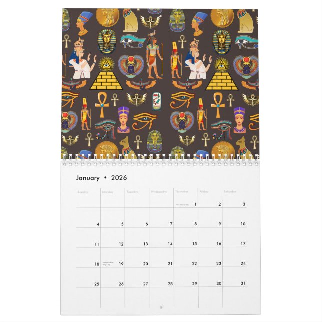 Ancient Egyptian Hieroglyphic Pattern Symbol       Kalender (Jan 2026)