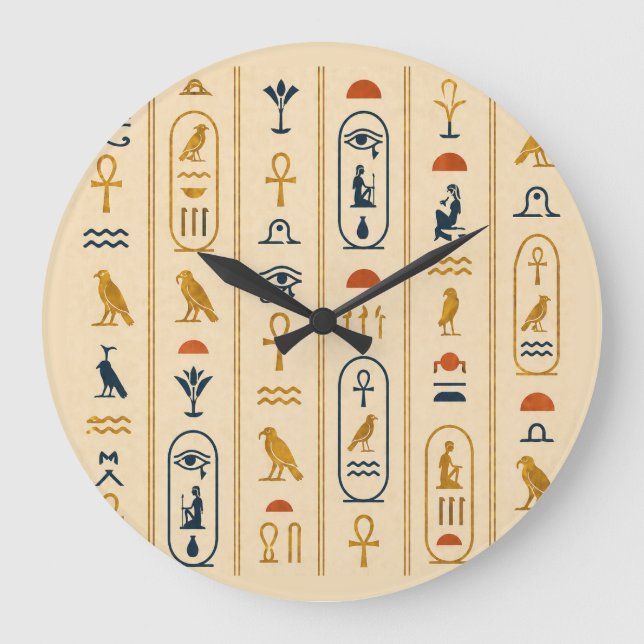 Ancient Egyptian Hieroglyphics Art Wall Clock Stor Klocka (Framsida)