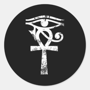Ancient Egyptian Horus Öga Ankh Egypten Archaeolog Runt Klistermärke