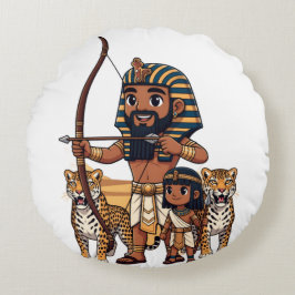 Ancient Egyptian Hunt with Leopards Rund Kudde
