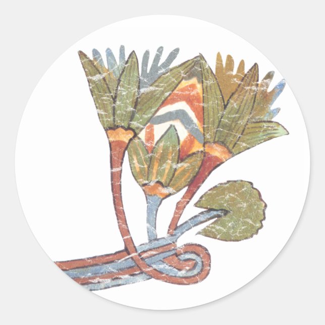 Ancient Egyptian Lotus Flower Runt Klistermärke (Framsida)