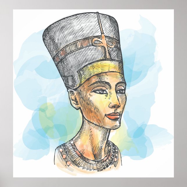 Ancient Egyptian Queen Nefertiti Bust Sketch Poster (Framsidan)