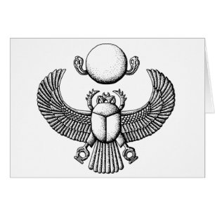 Ancient Egyptian Scarab Black and White Hälsningskort