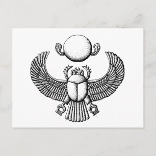 Ancient Egyptian Scarab Black and White Vykort