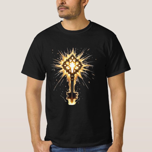 Ancient Fantasy Key with Magical Light – Radiant E T Shirt (Framsida)