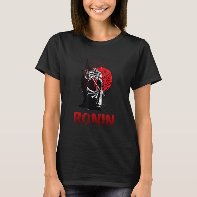 Ancient Female Japanese Samurai Katana Ronin Asian T Shirt (Framsida)