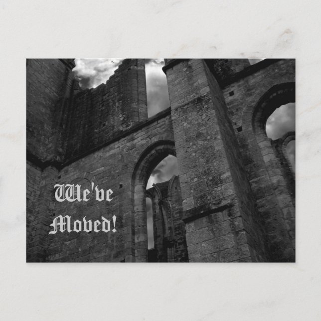 Ancient förstör flyttan till ny adress meddelande vykort (Framsida)